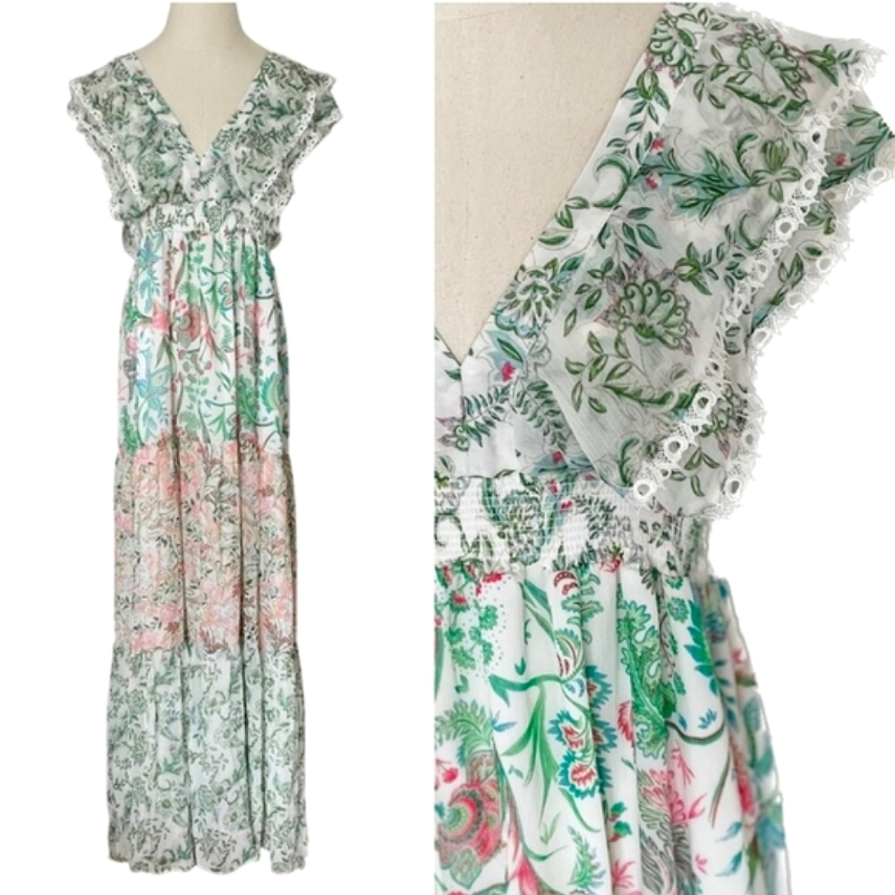 House of Harlow Romantic and Feminine and Gorgeous Pastel Floral Maxi Dress